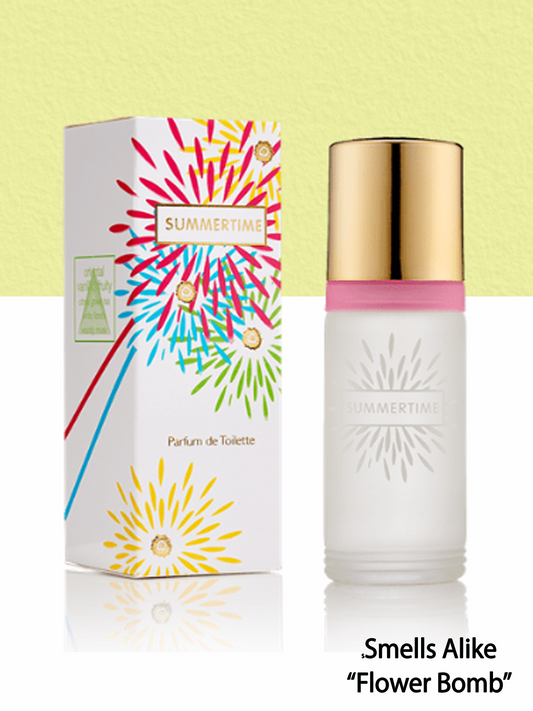 Summertime OPULENT, SENSUAL AND WARM. Floral, fruity and fresh, Summertime has it all. This gorgeous perfume for women delights with its light and airy fragrant ingredients including green tea, bergamot and orchid